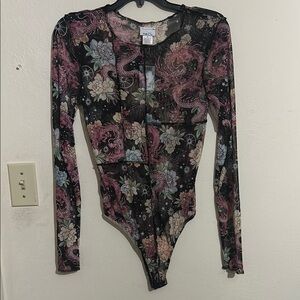 Floral and Dragon Print Bodysuit